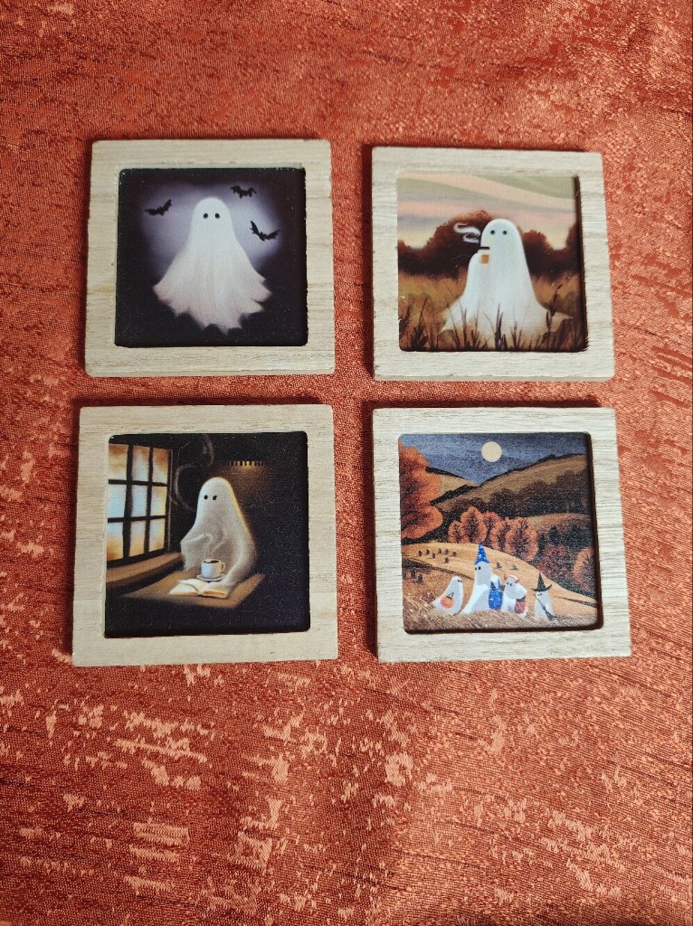 Wooden Framed Magnet Ghost Tiles - Decorative Small